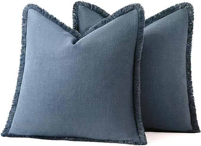 MIULEE Decorative Throw Pillow Covers Neutral Linen Fringe Throw Pillows Set of - Image 7