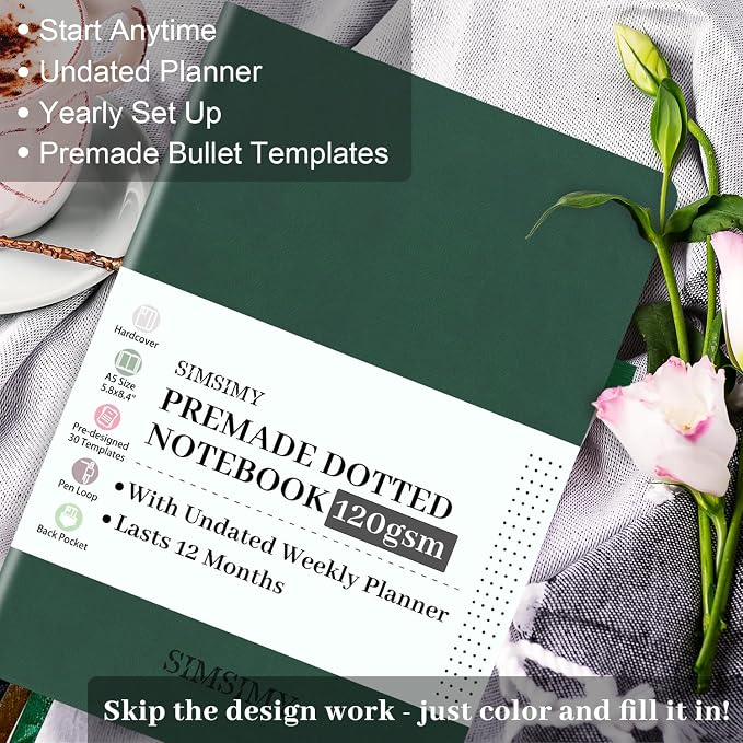Dotted Journal Notebook with Premade Bullet Templates, Pre-made Dot Grid - Image 2