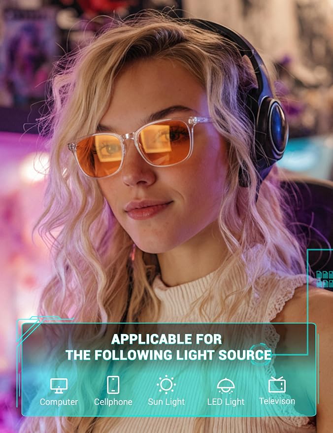 TIJN Blue Light Blocking Glasses Dual AR Coatings Amber Orange Lens - Image 3