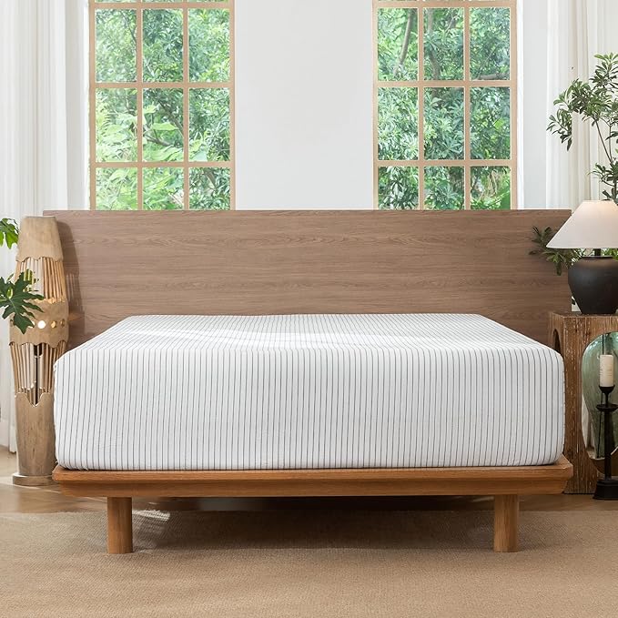 MooMee Fitted Bottom Sheet Only 100% Washed Cotton Linen Like Textured - Image 6