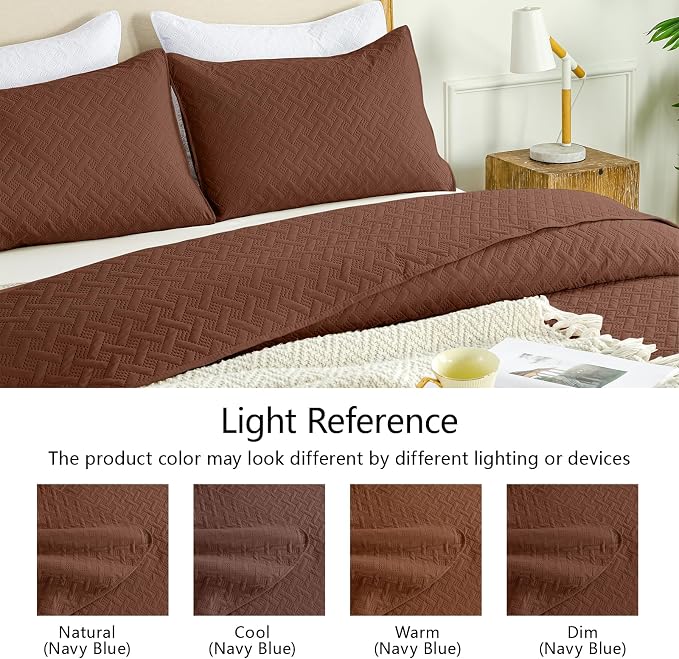 FLYMME King/Cal King Size Quilt Bedding Set, Modern Geometric Weave Stripe - Image 5