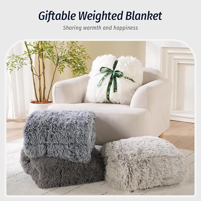 Wemore Shaggy Long Fur Faux Fur Weighted Blanket, Cozy and Plush Sherpa Long - Image 5
