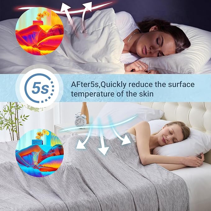 Cooling Blanket Throw Size, Cold Blanket Thin Lightweight Breathable Soft - Image 3