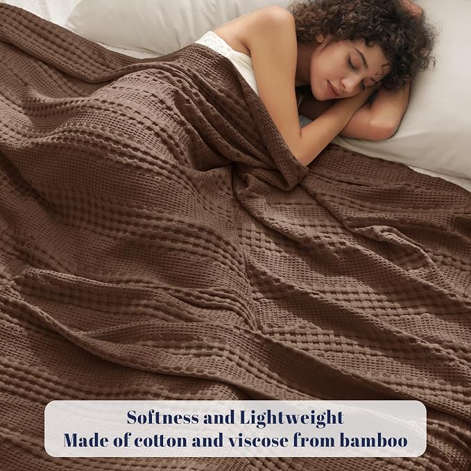 PHF Cooling Waffle Blanket Twin Size, Lightweight 60% Rayon from Bamboo & 40% - Image 2
