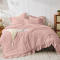 JOLLYVOGUE Twin Size Comforter Set, 2 Pieces Rose Gold Seersucker Lightweight by JOLLYVOGUE