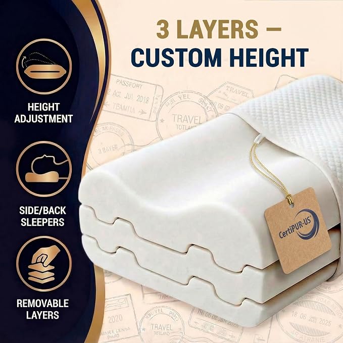 2-Pack Travel Memory Foam Pillow, Cervical - Image 4