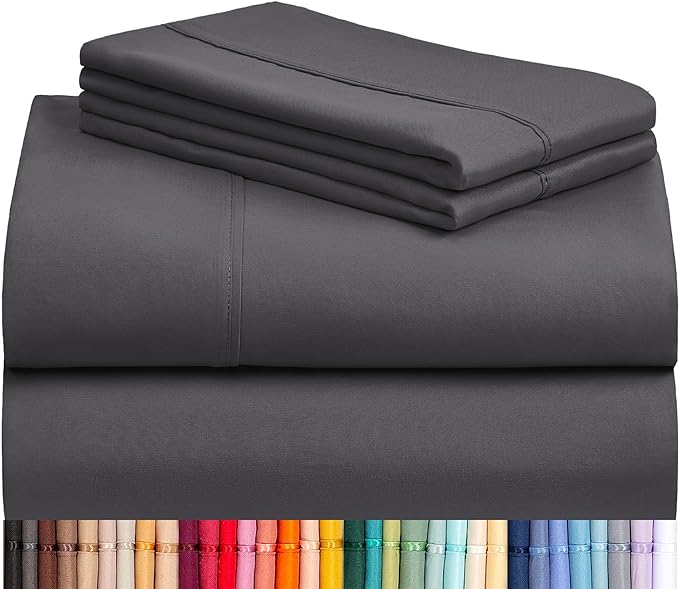 LuxClub 4 PC California King Size Sheet Set Sheets Deep Pockets 18" Wrinkle by LuxClub