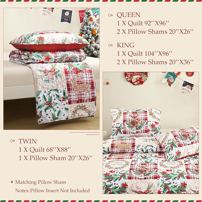 Exclusivo Mezcla Reversible Christmas Quilts Twin Size - Image 6