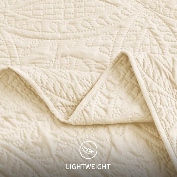 Love's cabin California King Size Quilt Set Beige Bedspreads - Image 6