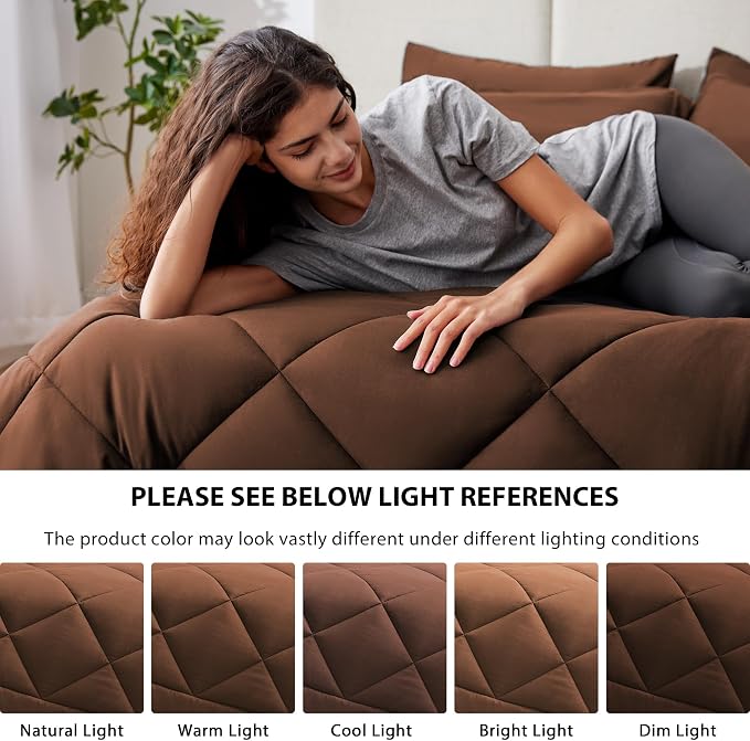 Love's cabin King Size Comforter Set Brown, 7 Pieces King Bed in a Bag - Image 5