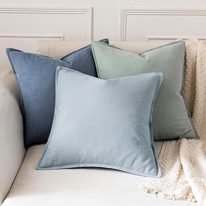 MIULEE Decorative Linen Euro Sham Pillow Covers 26x26 Inch Blue Ashes Boho - Image 5