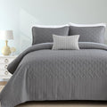 Yiran Grey Quilt Set Queen Size Lightweight Bedspread Ultrasonic Wave Pattern by Yiran