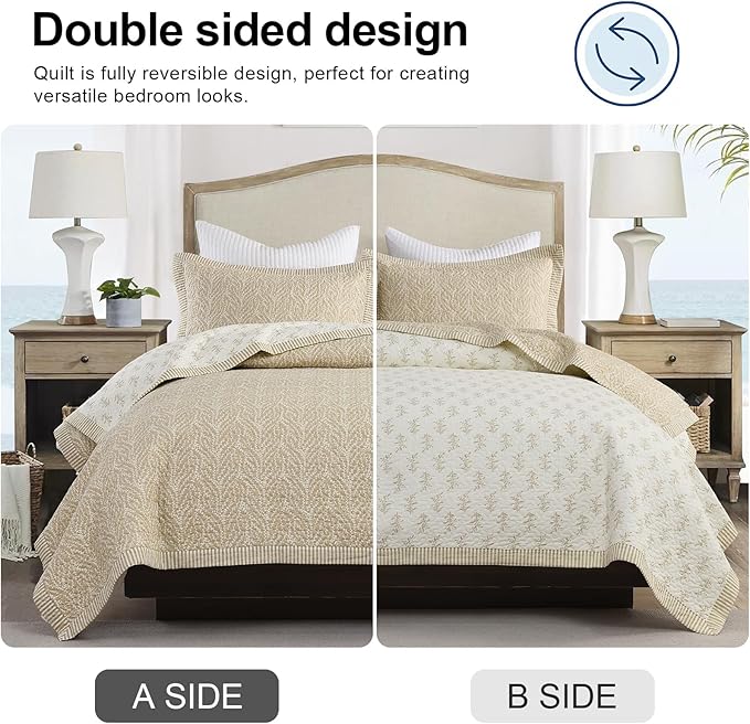 SahSahCasa Quilt Set King Size, 100% Cotton Quilt Bedding Set Bedspread - Image 5