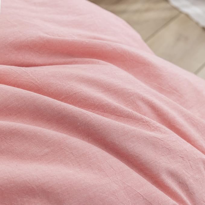 BESTOUCH Duvet Cover Set 100% Washed Cotton Linen Feel Super Soft Comfortable - Image 6