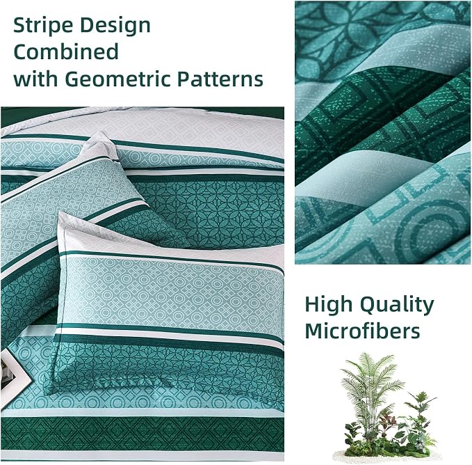 WONGS BEDDING 7 Pieces Comforter Set Queen Size, Emerald Green Boho Soft - Image 5
