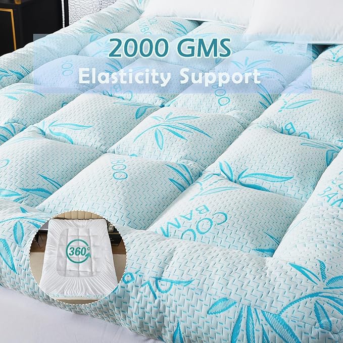 WhatsBedding 5 Inch Twin Mattress Topper Breathable Bamboo Viscose Air Layer - Image 2