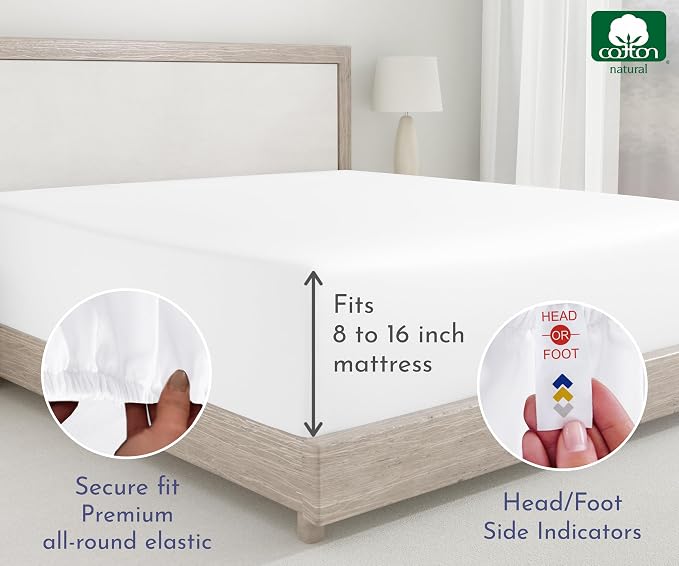 2 California King Fitted Sheets, 400 Thread Count 100% Cotton Sateen, Deep - Image 5