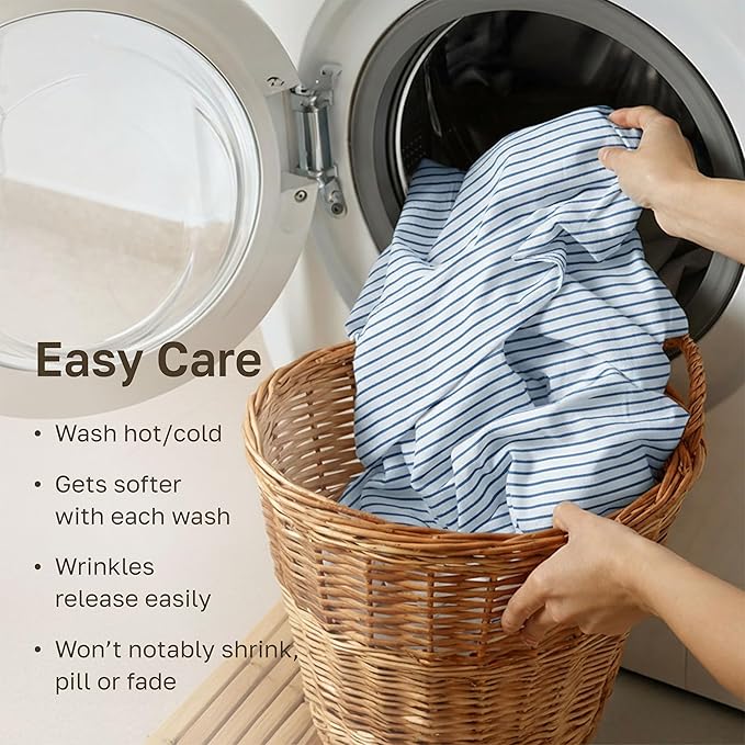 California Design Den Printed Striped Sheets Twin Size Bed Set - Image 7