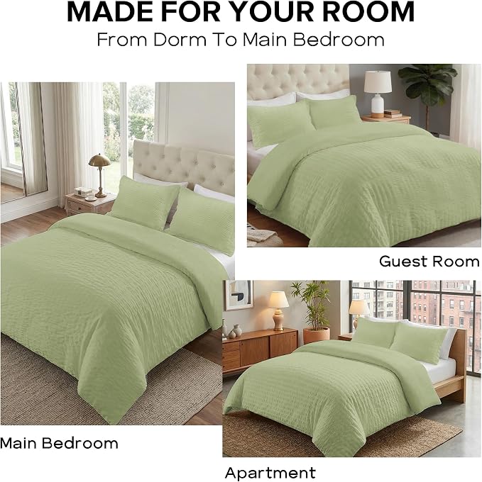 Cozyide Green Duvet Cover Queen Size, 3 Pieces Bedding Duvet Covers, Soft - Image 7