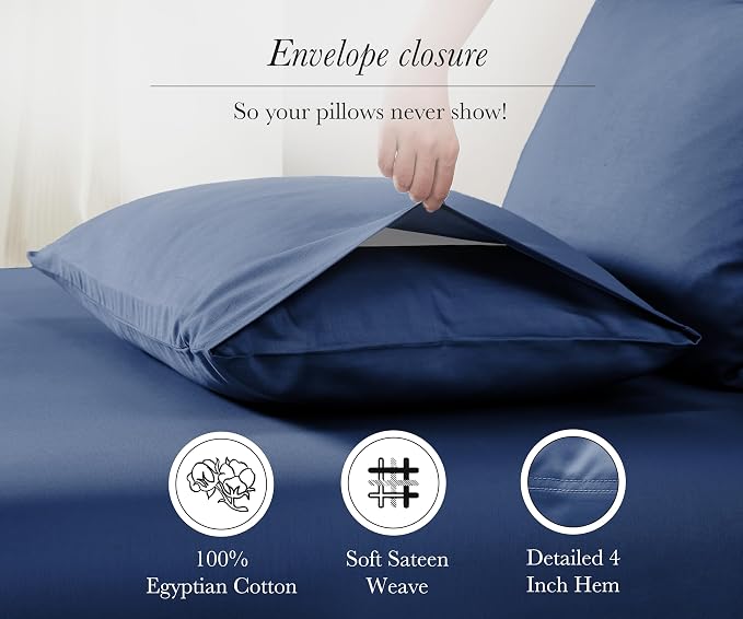 California Design Den Pillow Cases Queen Size Set of 2-100% Egyptian Cotton - Image 5