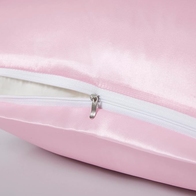 Satin Pillowcases with Zipper （20x36）, King Size Pillowcases Set of 2 - Image 4