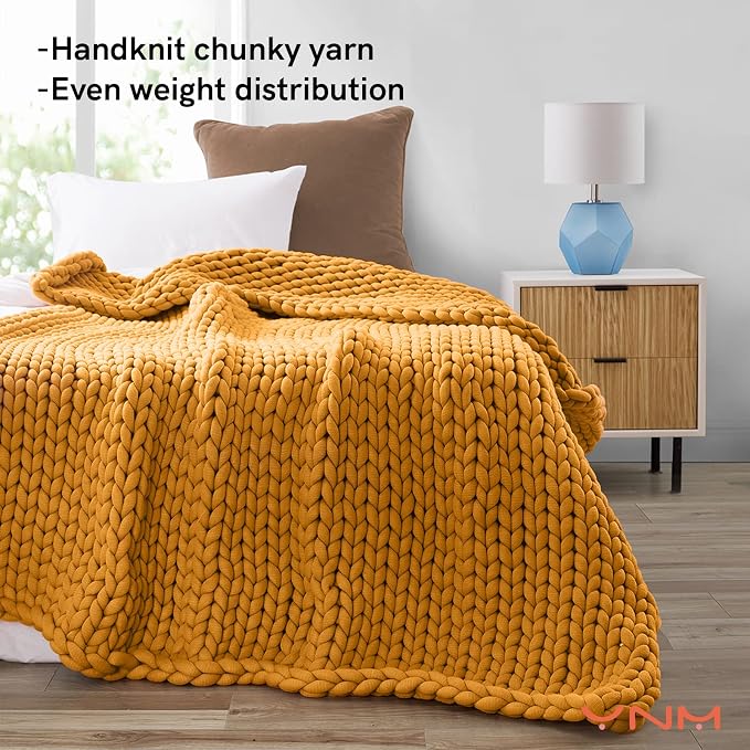 YnM Knitted Weighted Blanket, Handmade Chunky Knitted Design, Soft and Cozy - Image 2