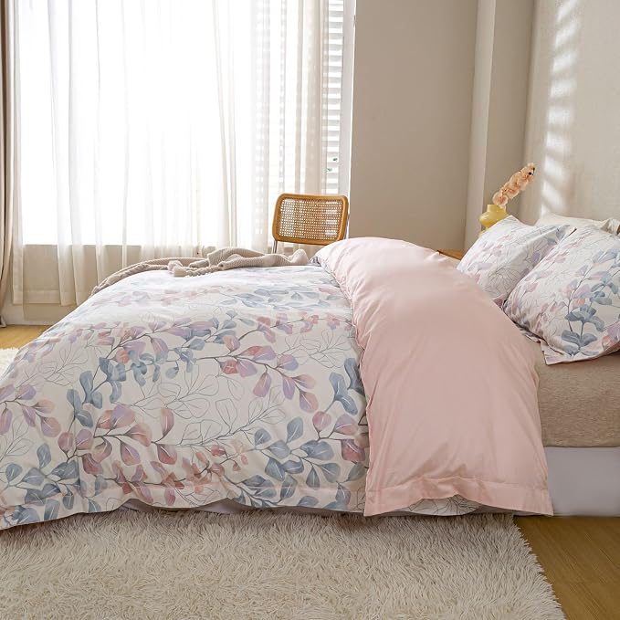 OAITE Duvet Cover Set King Size Floral Pattern Ultra Soft 100% Cotton Duvet - Image 6
