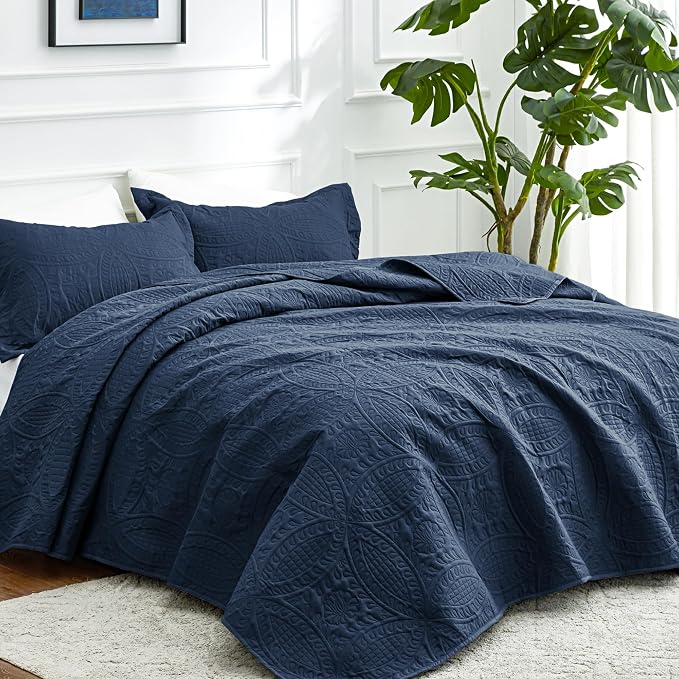Love's cabin Quilts for Full Bed Navy Bedspreads Bedding Set - Image 2