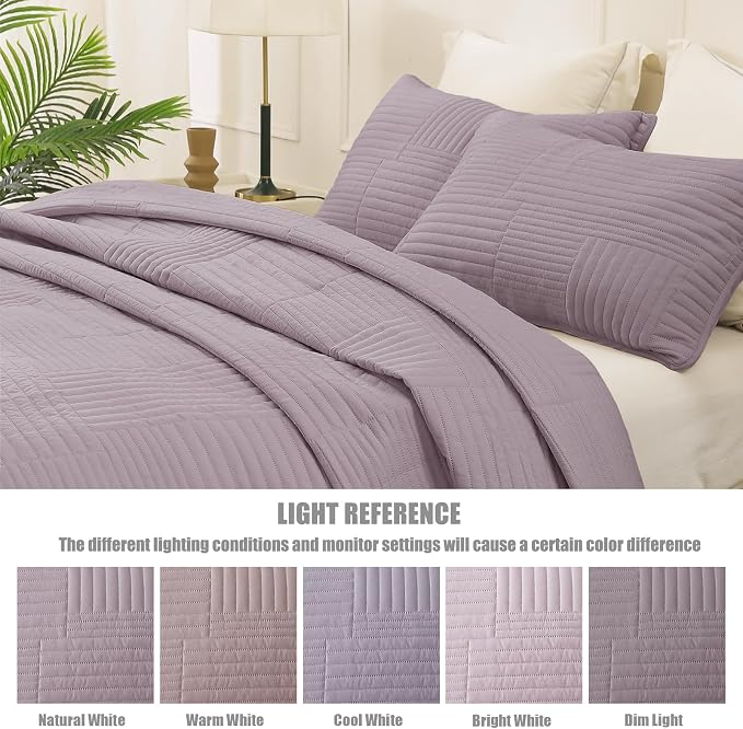 Whale Flotilla Ultra Soft Twin Quilt Bedding Set, Lightweight Microfiber Lilac - Image 5