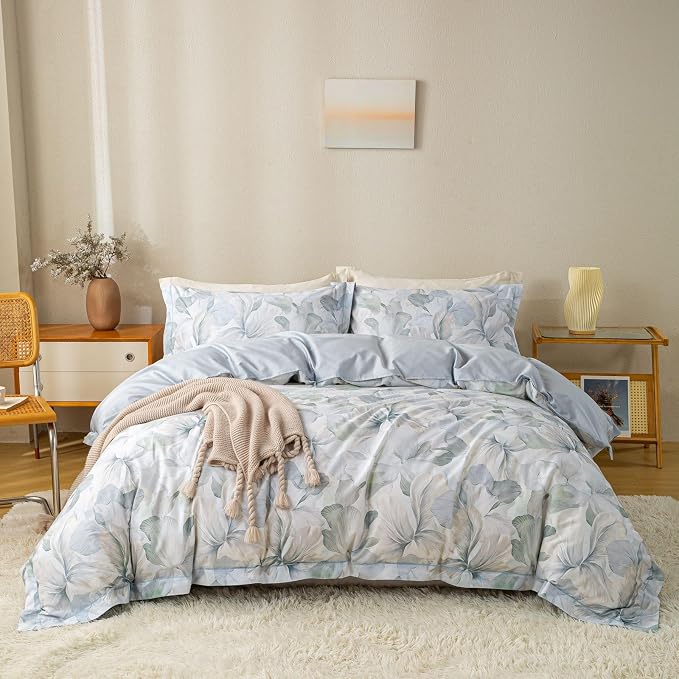 OAITE Duvet Cover Set Twin Size Floral Pattern Ultra Soft 100% Cotton Duvet - Image 2