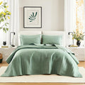 Comfort Spaces Sage Green Oversized King Quilt Set 120"x118" Bedspread Quilted by ComfortSpaces