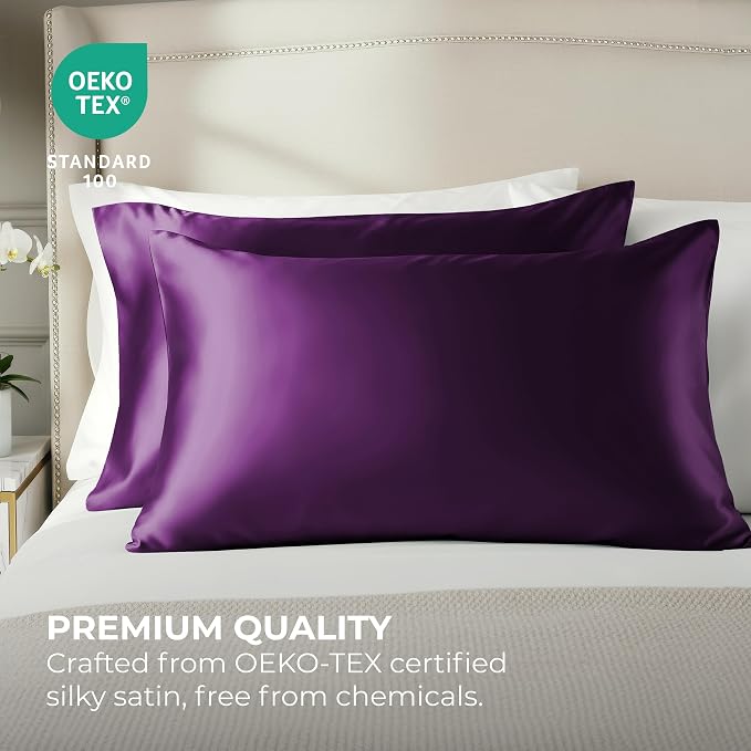 Pure Bedding Satin Pillowcase 2 Pack - Image 2