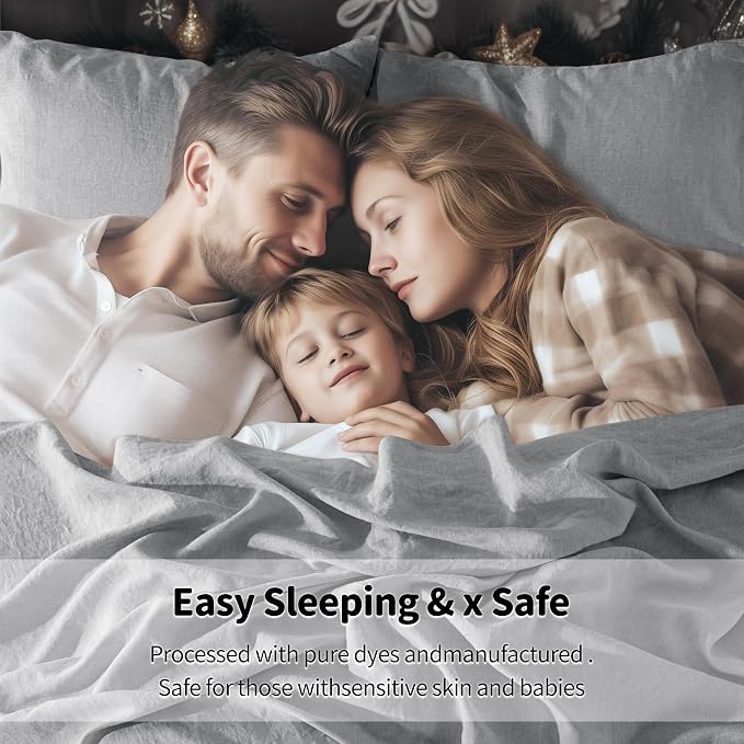 LBRO2M 100% Pure Linen Sheet Set Deep Pocket Up to 16" Bed Sheets Sets - Image 5