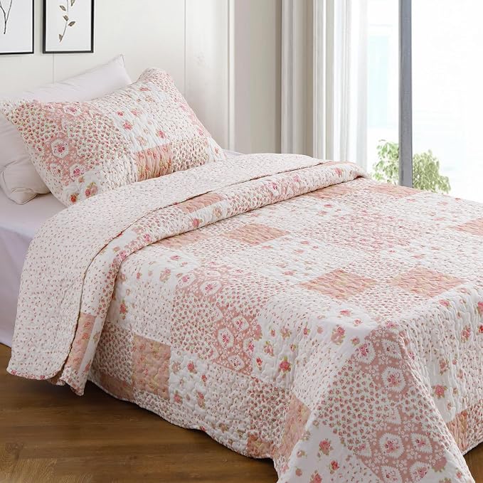GOONE Twin Quilt Set 68"x86", Lightweight Washed Coverlet, Reversible Spring & by GOONE