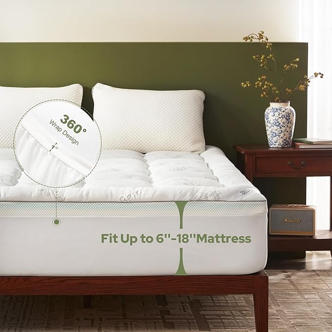 BEDLORE 4 Inch Memory Foam Mattress Topper King, 2-in-1 Dual Layer Design - Image 5