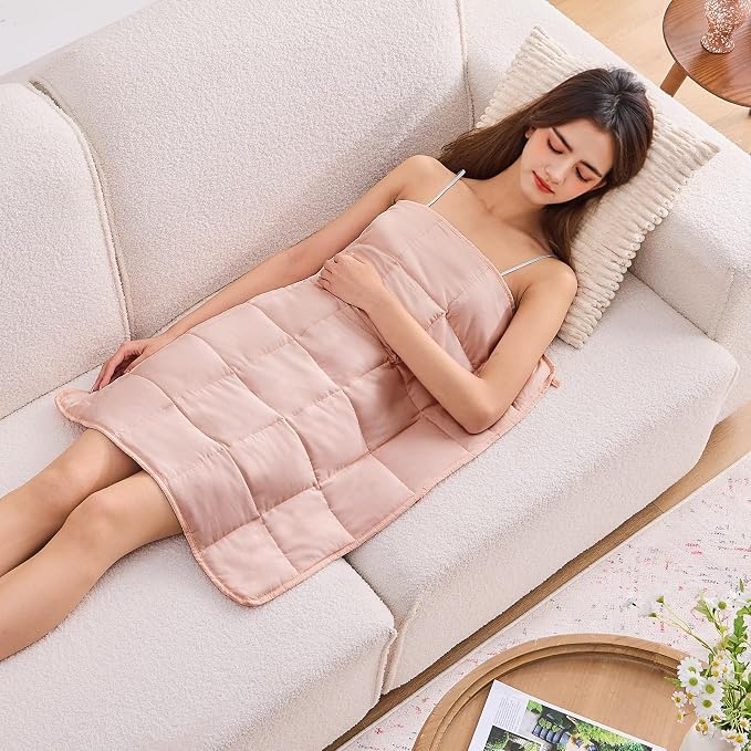 Pink Weighted Lap Blanket for Adults 5lbs, Cooling Heavy Throw Blanket by BETU
