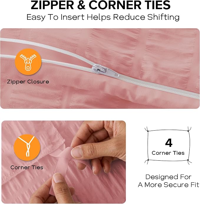 Cozyide Pink Duvet Cover Full Size, 3 Pieces Bedding Duvet Covers, Soft - Image 5