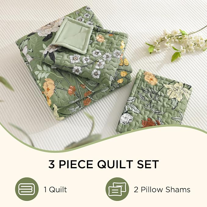 Litanika Floral Green Quilt California King Size - Image 8