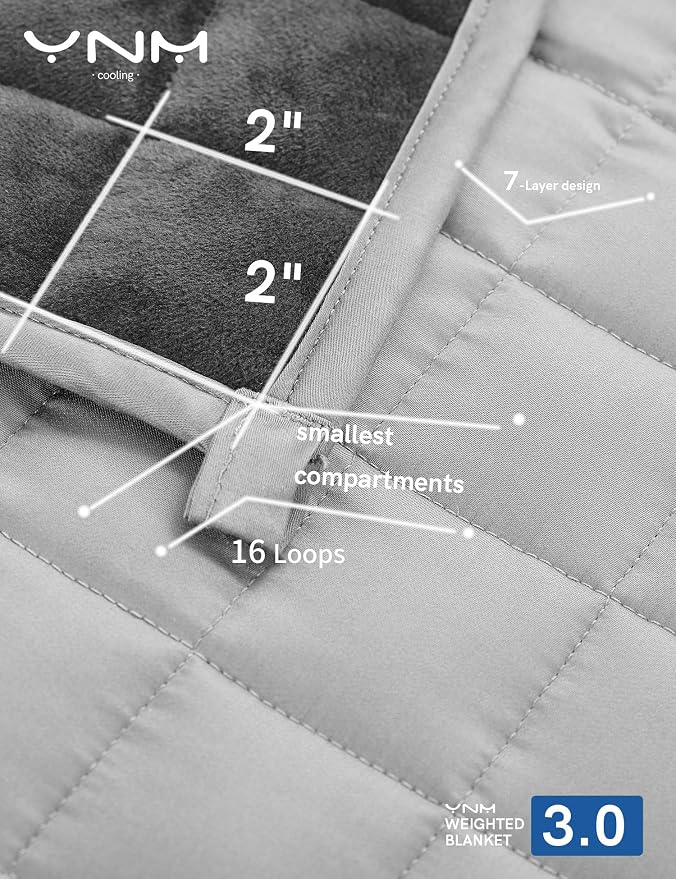 YnM Weighted Blanket, Cooling Bamboo & Cozy Velvet, Smallest Compartments - Image 4
