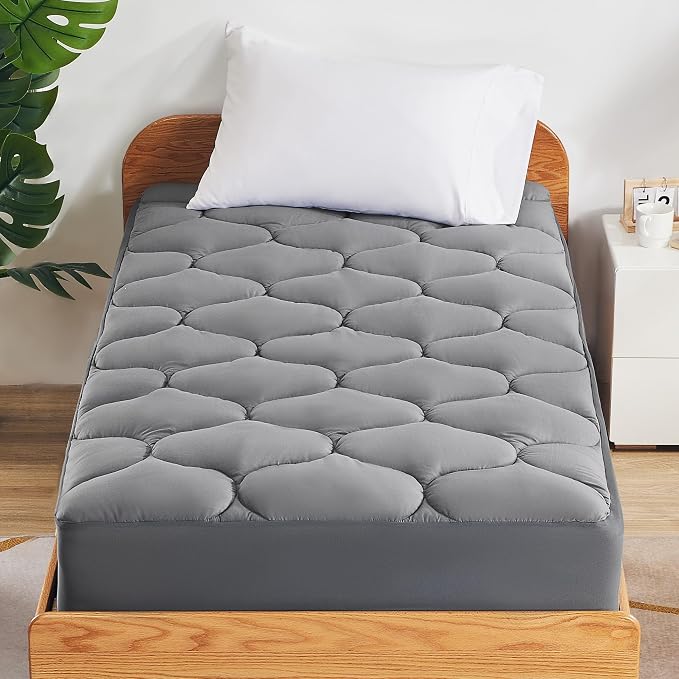 SLEEP ZONE Bedding Quilted Fitted Twin Mattress Pad Cover, Soft Fluffy Pillow by SLEEPZONELIFE