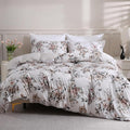 LONAVA King Floral 3 Pcs Duvet Cover Set, Breathable Soft Microfiber Light Grey by LONAVA