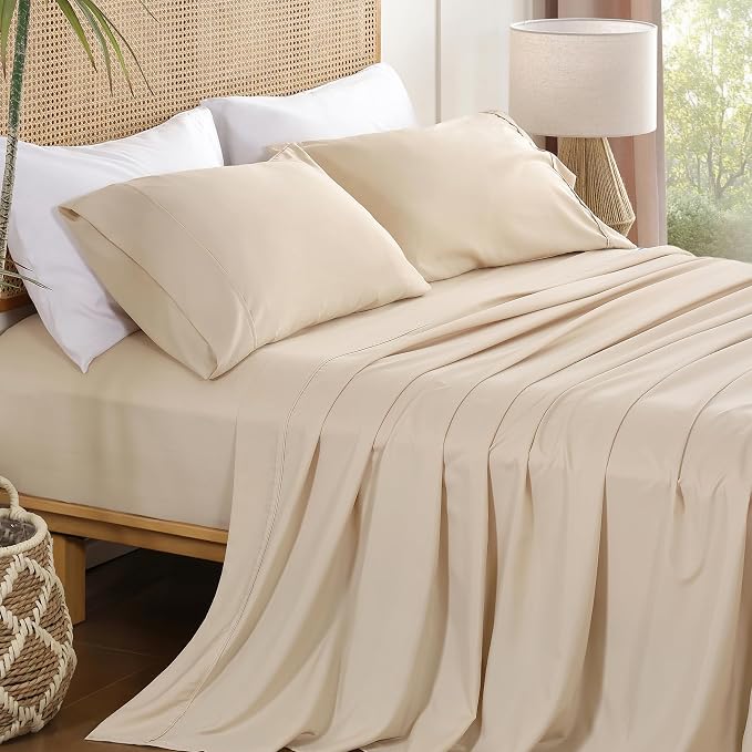 Twin Sheet Set 3 Piece, Wrinkle Free, Oeko-Tex Certified Bedsheets，Cream by Dreava