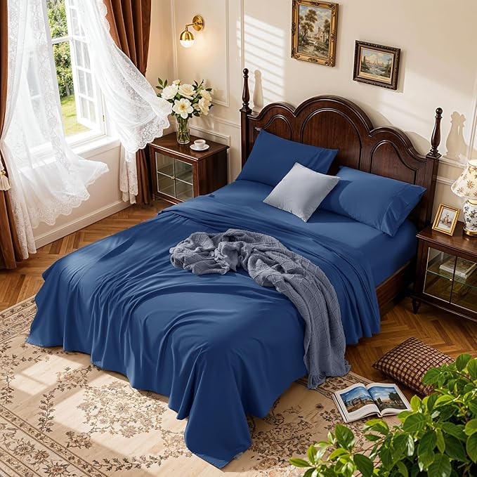 LBRO2M 100% Cotton Sheets Set Deep Pocket 24", 1000 Thread Count California by LBRO2MBedding