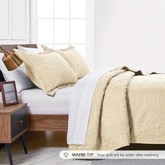 Love's cabin Twin Quilt Set Camel Bedspreads - Image 4