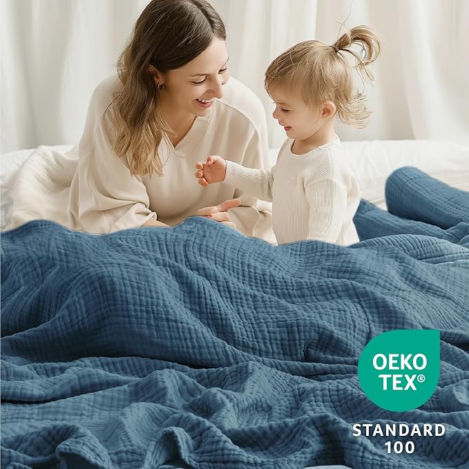 100% Cotton Muslin Blanket Twin 60" x 80", Breathable and Lightweight Cotton - Image 3