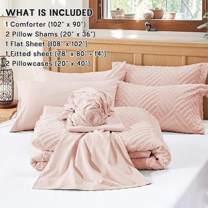 Zzlpp King Comforter Set 7 Pieces, All Season Boho Bedding Sets - Image 5