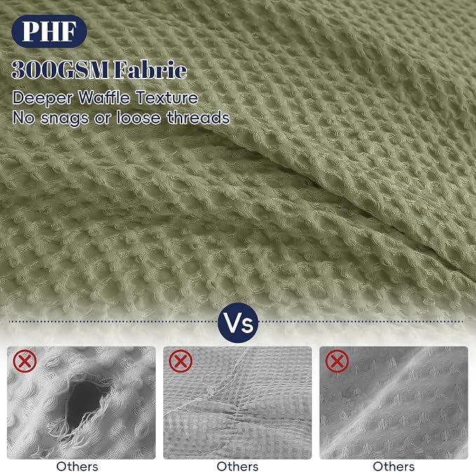PHF Waffle Weave Duvet Cover Set Queen Size, No Snagging Ultra Soft Luxury - Image 3