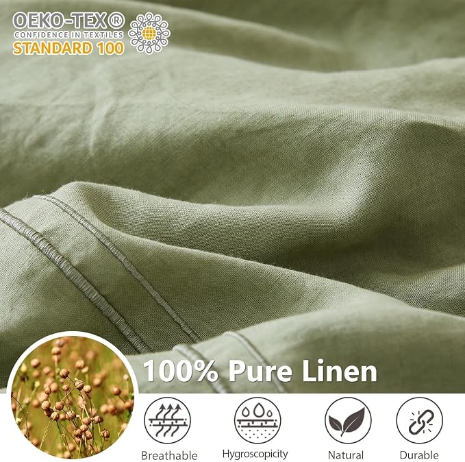 Simple&Opulence 100% Washed Linen Duvet Cover Set 104"x92" - Image 4