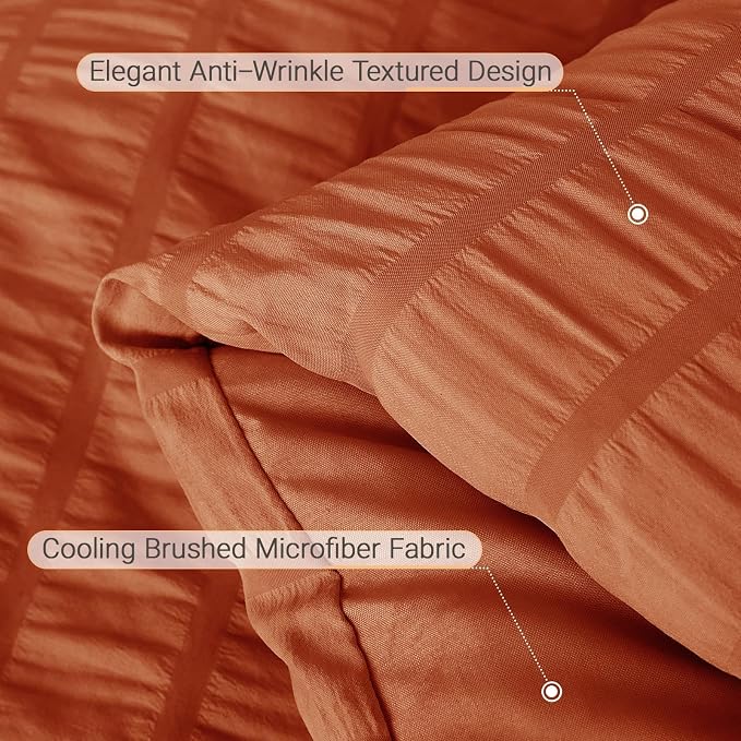 MUXHOMO 7 Pieces King Comforter Set, Seersucker Bed in a Bag King Size - Image 6