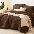 CozyLux King Size Comforter Set Brown Seersucker 7 Pieces Bed in a Bag King by CozyLux